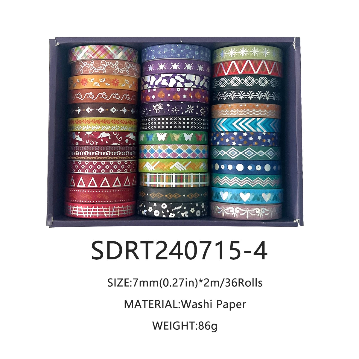 Cintas Washi X36 con lámina dorada.