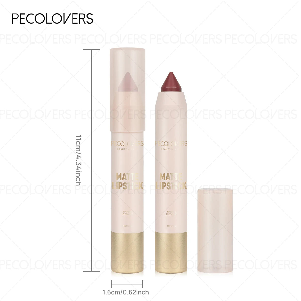 Lapiz labial mate resistente al agua.