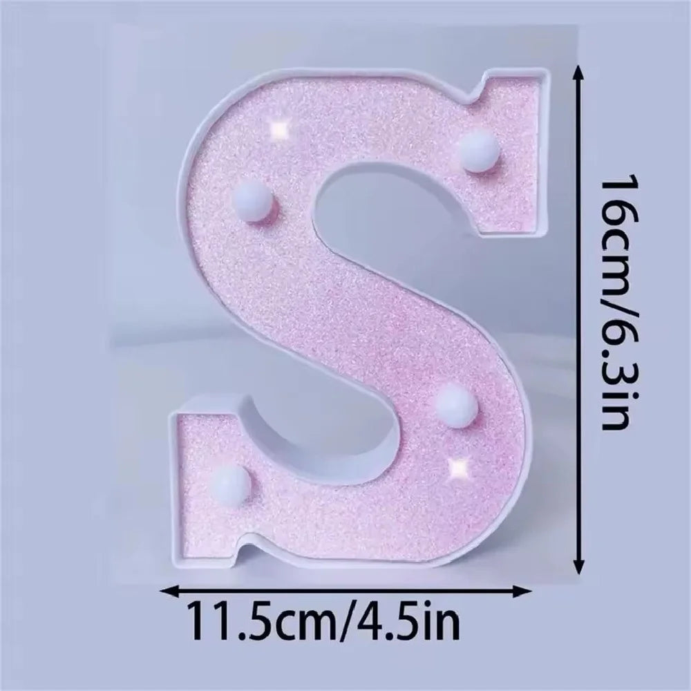 Luces LED con purpurina rosa para letras y números