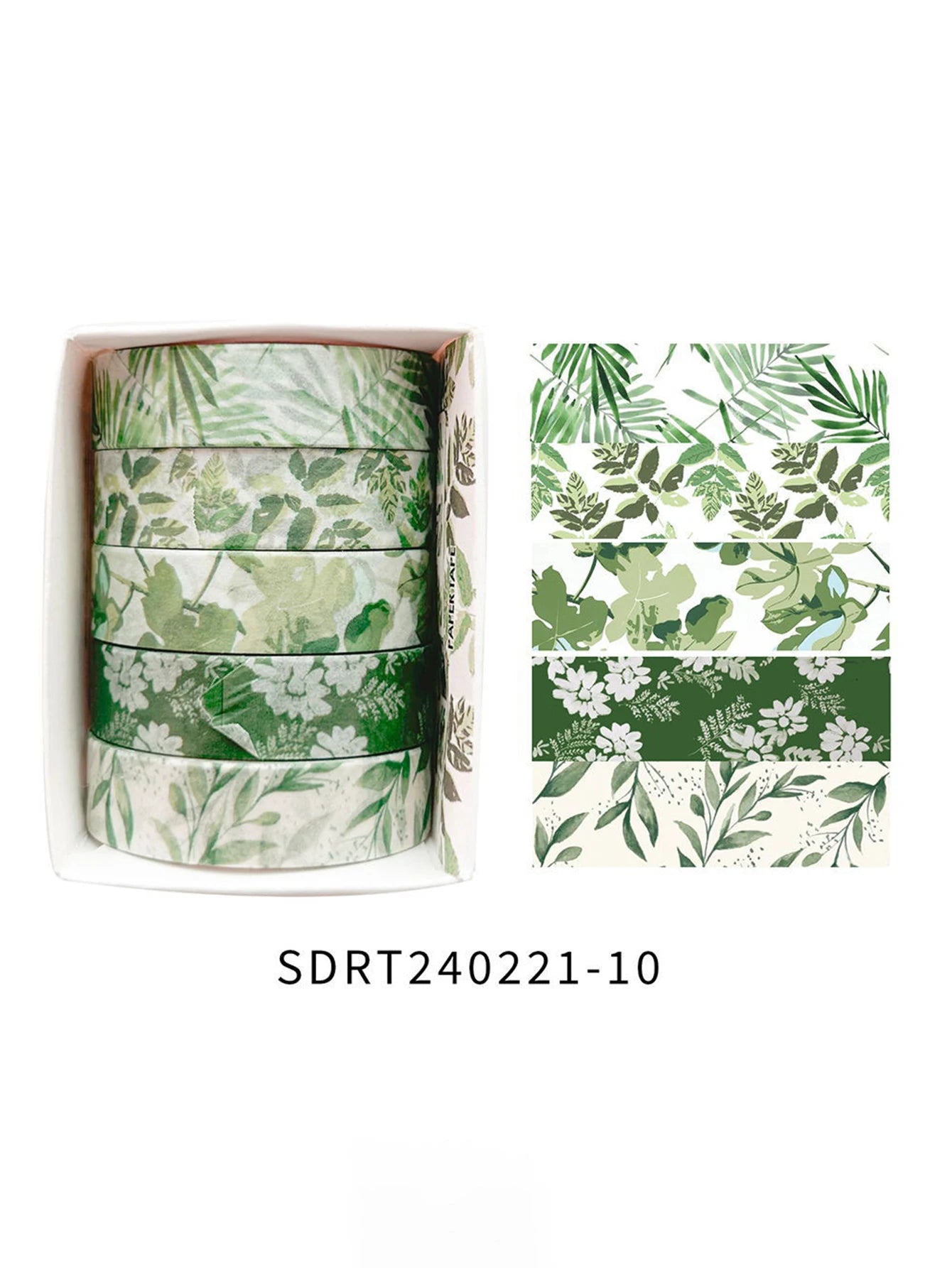 5 rollos de cinta manual de flores románticas en caja.