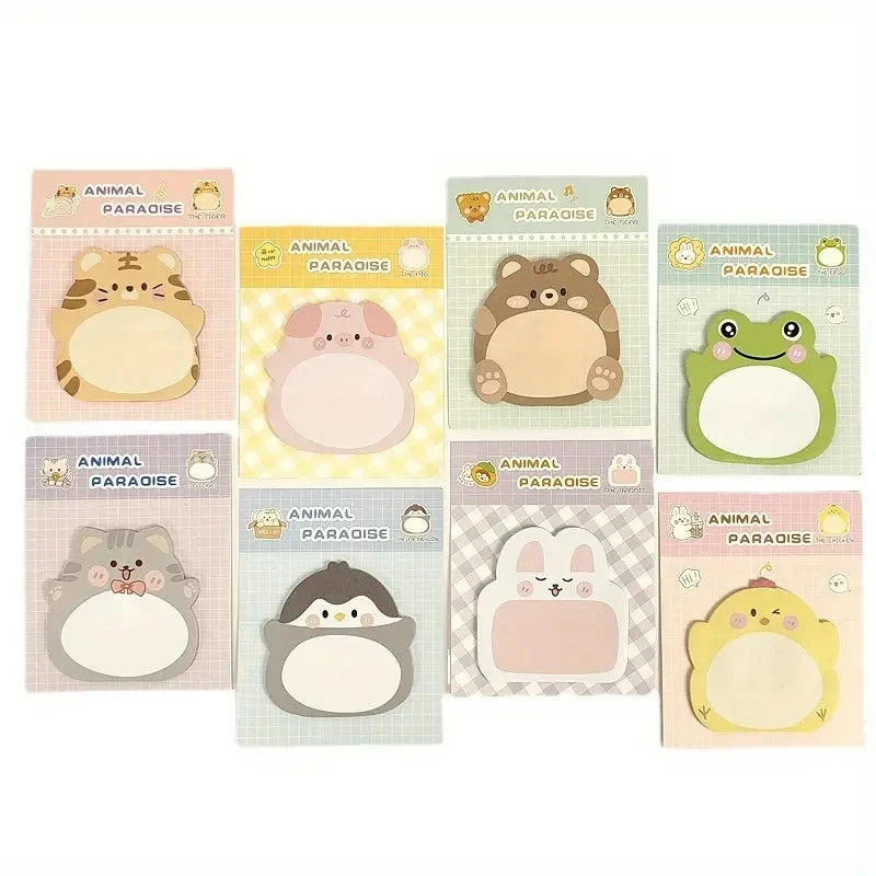 8 paquetes de notas adhesivas de animales.