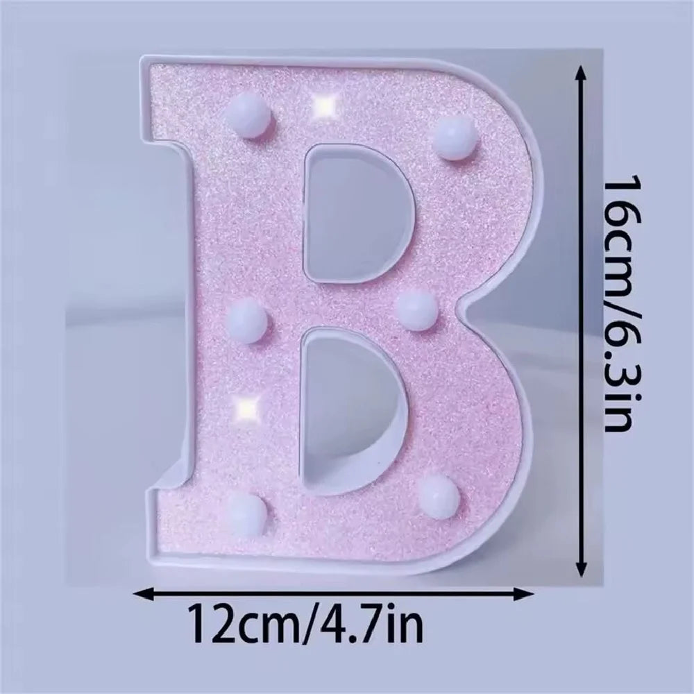 Luces LED con purpurina rosa para letras y números