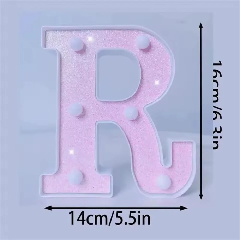 Luces LED con purpurina rosa para letras y números
