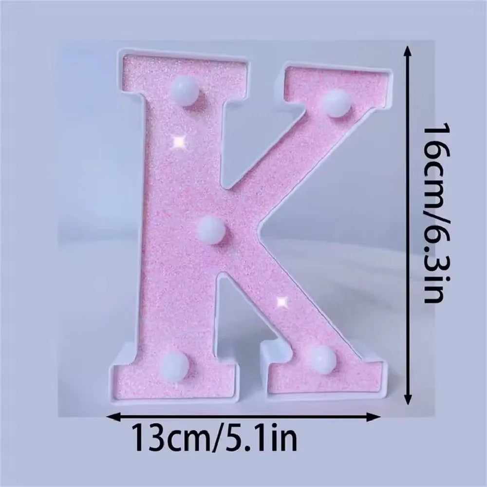 Luces LED con purpurina rosa para letras y números