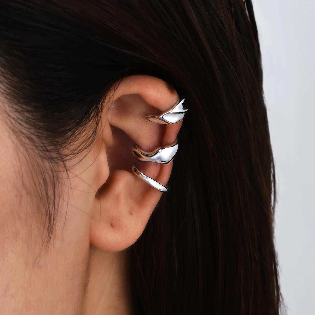 Aros en set x3 Irregular color plata.