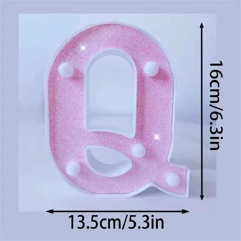 Luces LED con purpurina rosa para letras y números