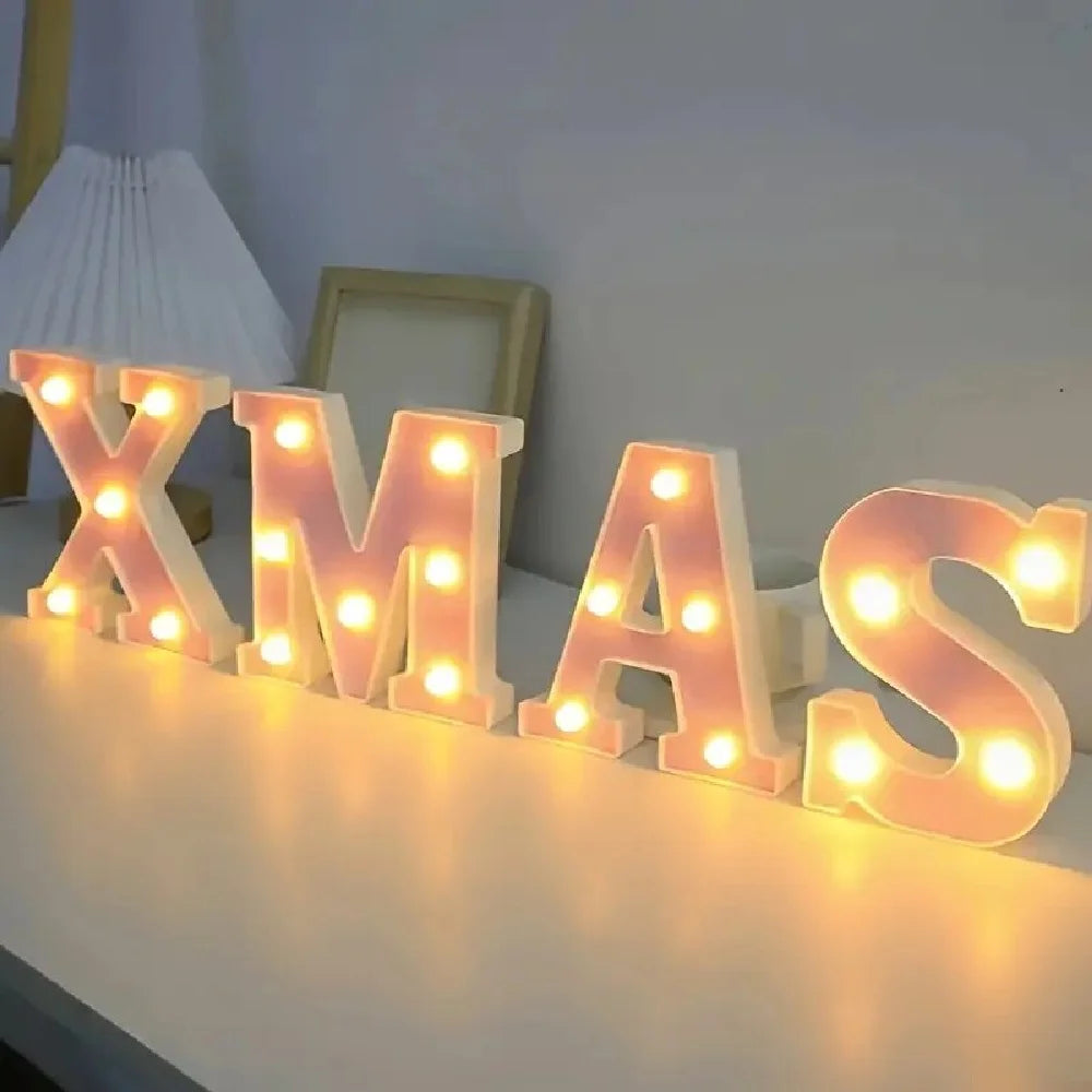 Luces LED con purpurina rosa para letras y números