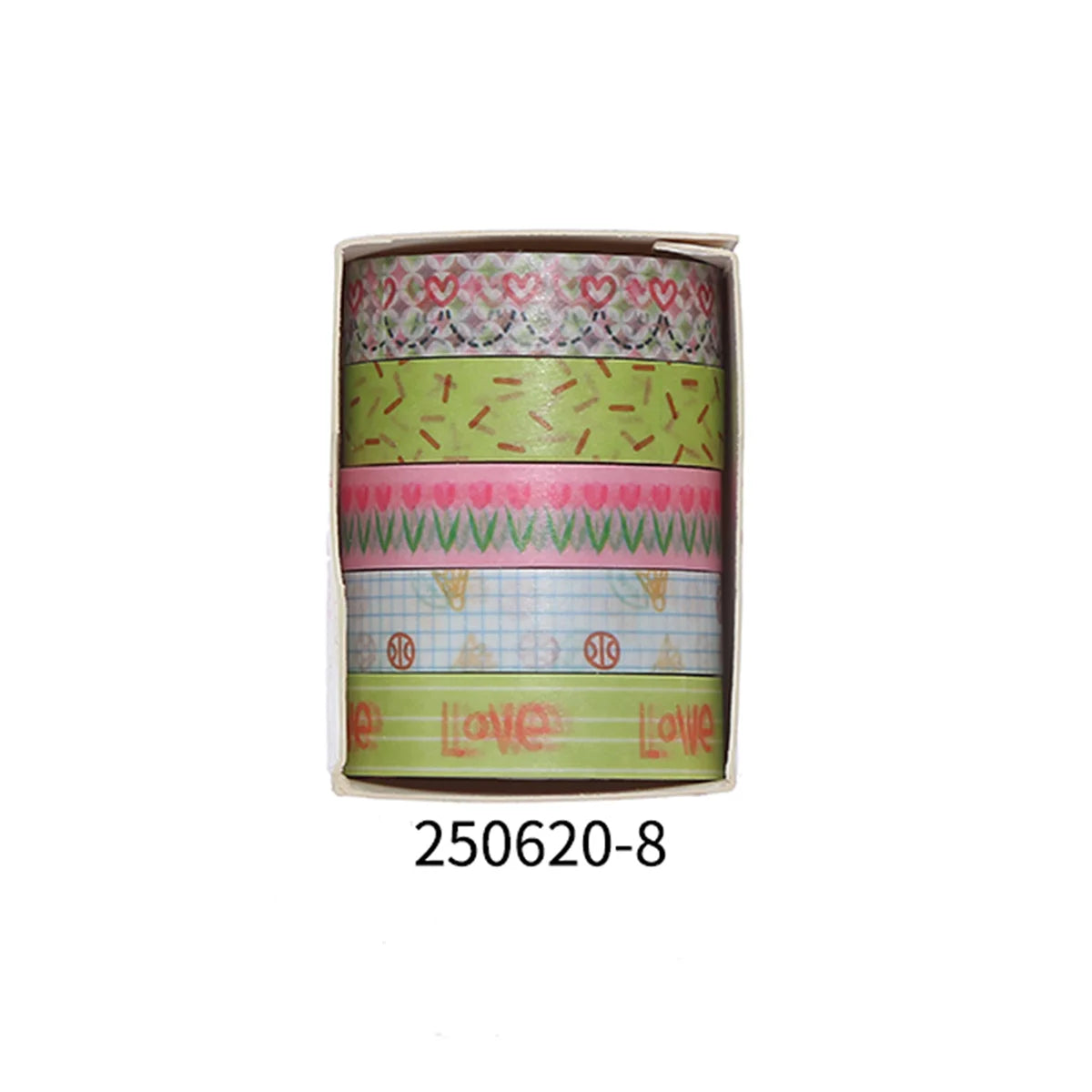 5 rollos de cinta manual de flores románticas en caja.