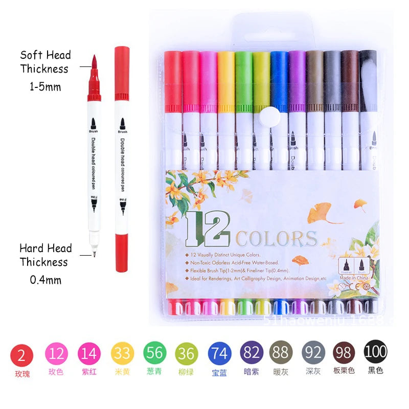 Juego de marcadores de colores lavables de doble cabezal.