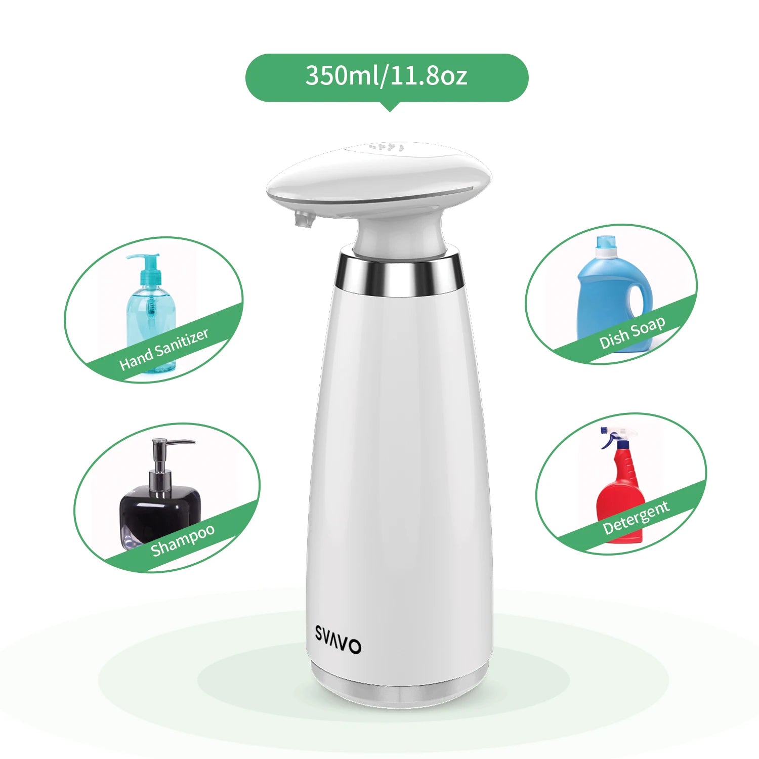 Dispensador automático de jabón de 350 ml.