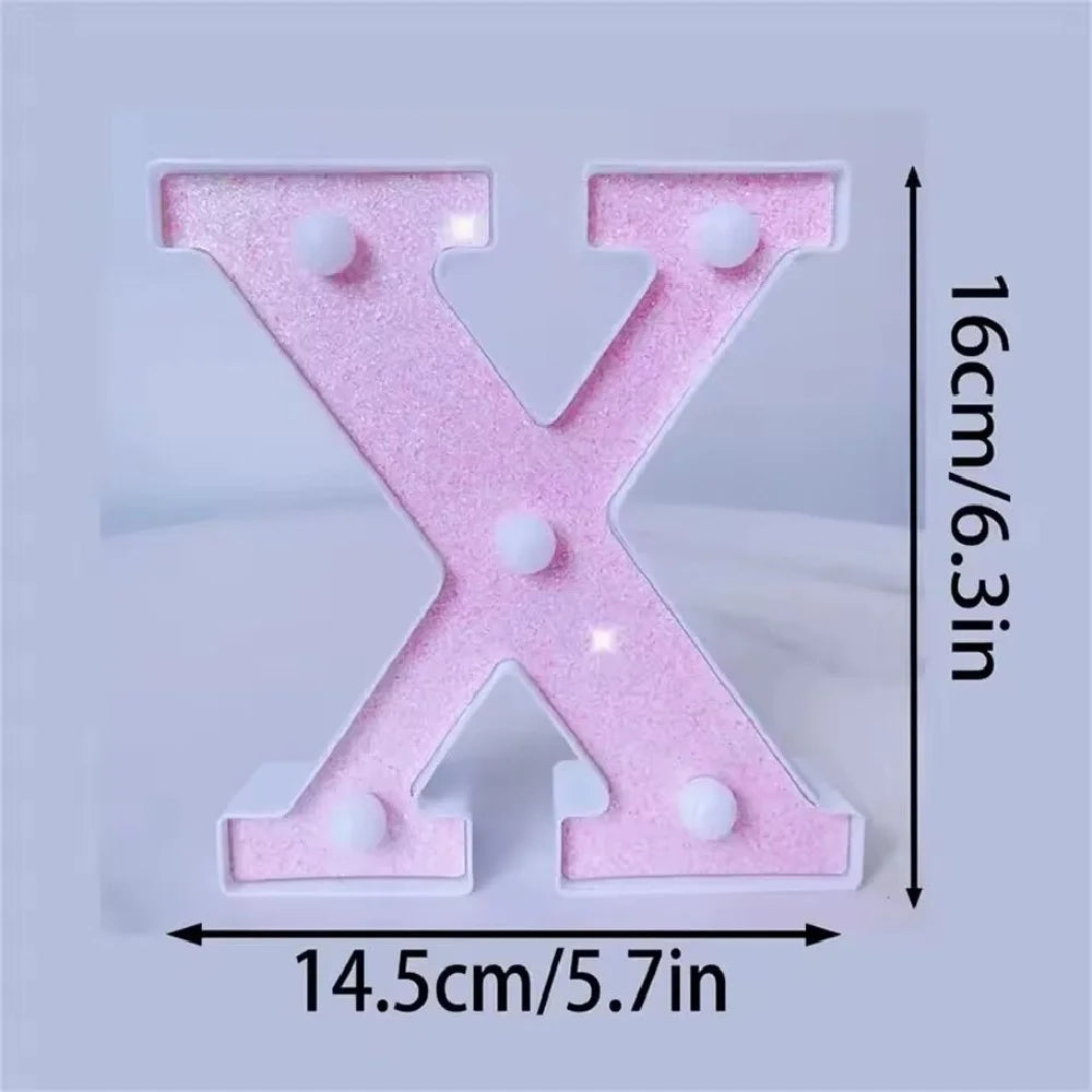 Luces LED con purpurina rosa para letras y números