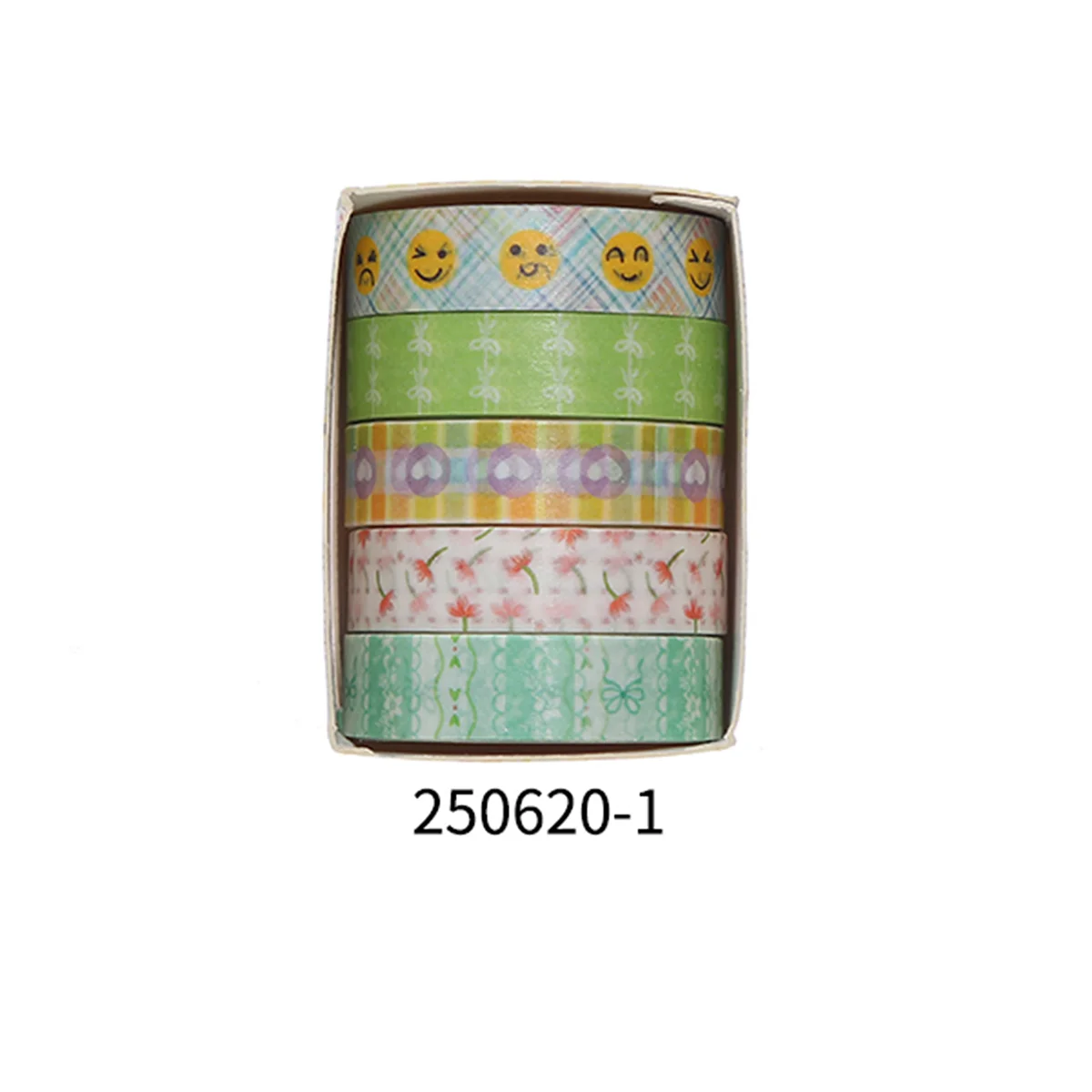 5 rollos de cinta manual de flores románticas en caja.