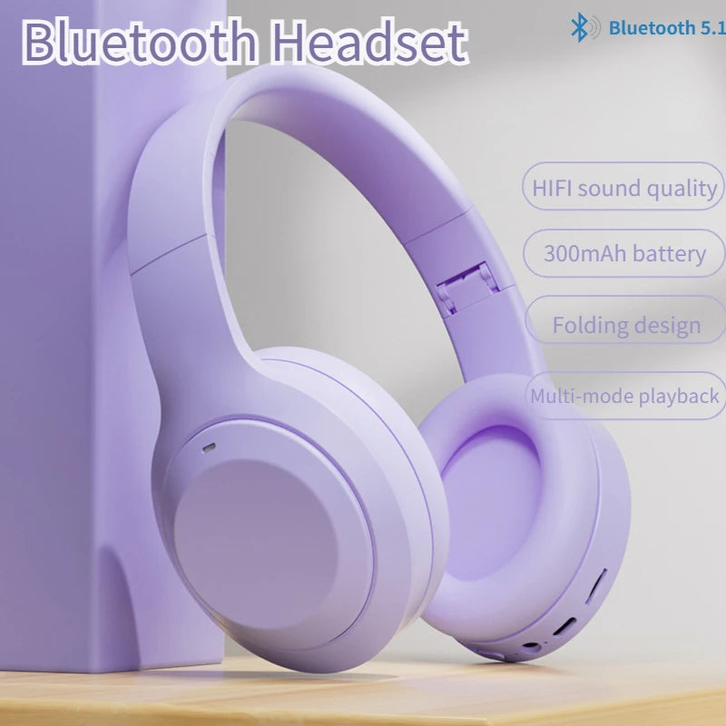 Auriculares inalámbricos Bluetooth 5,1 sobre la oreja.