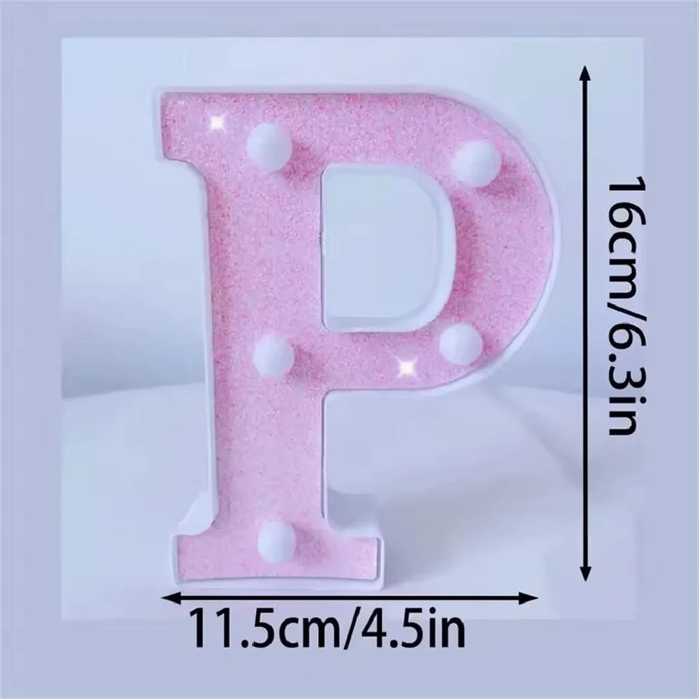 Luces LED con purpurina rosa para letras y números