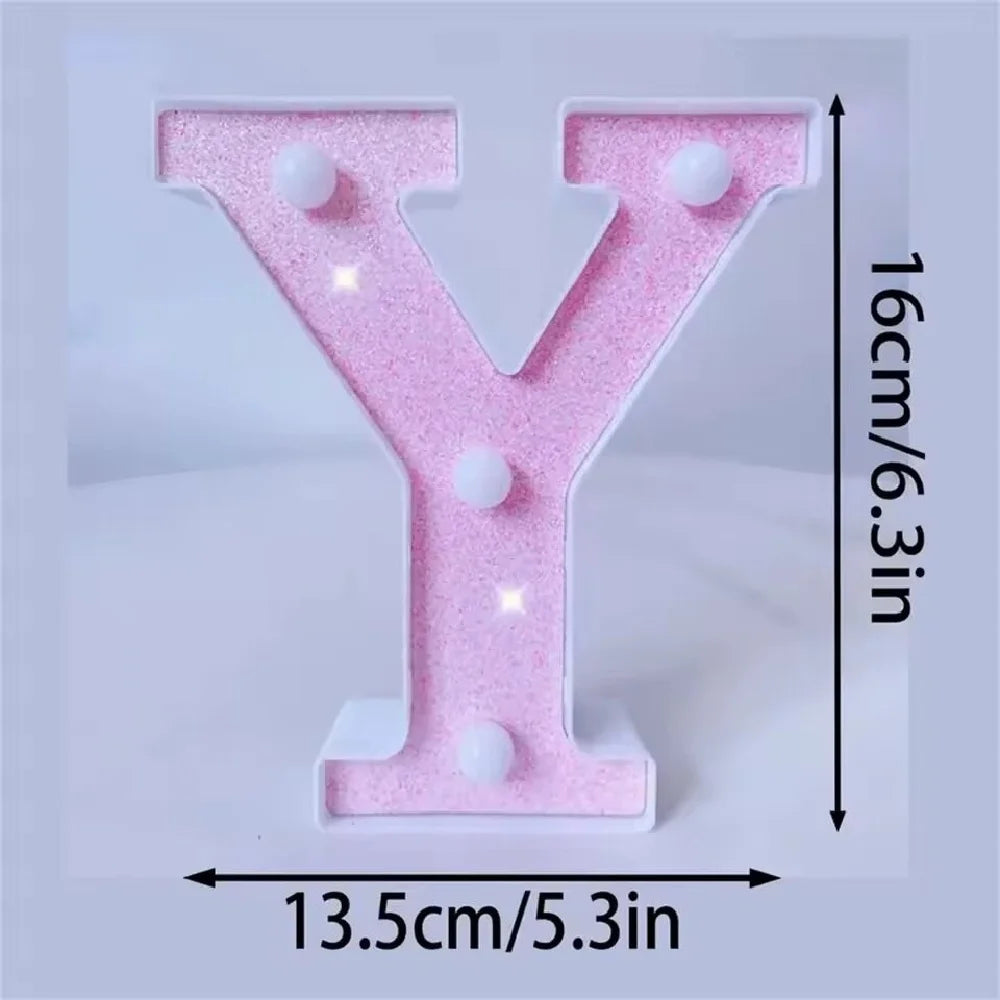 Luces LED con purpurina rosa para letras y números