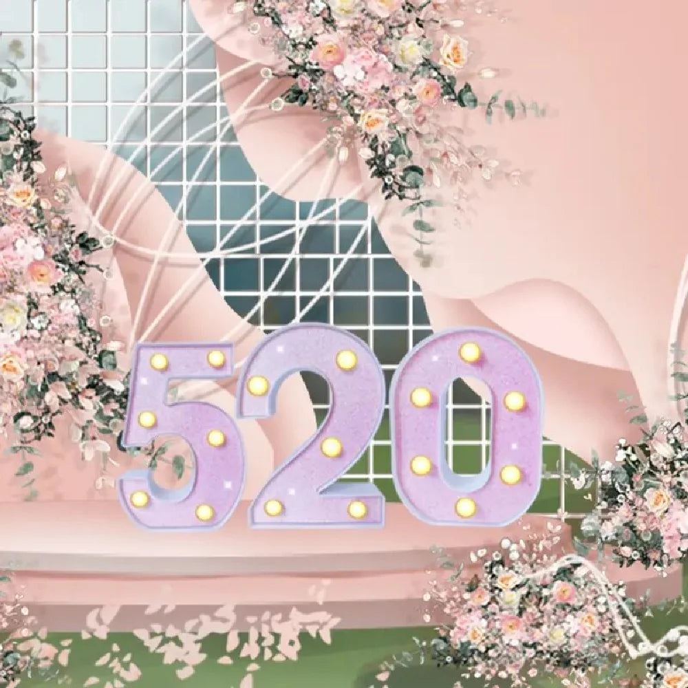 Luces LED con purpurina rosa para letras y números