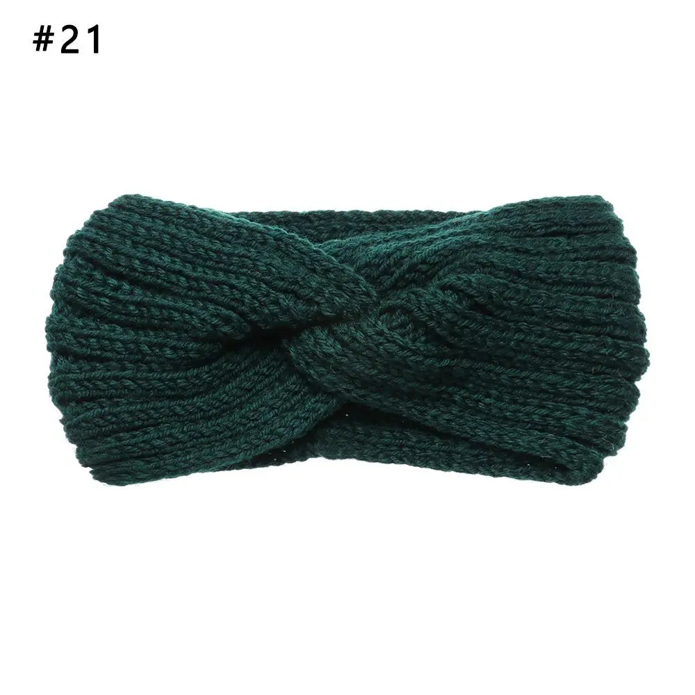 Vincha cruzada tejida.