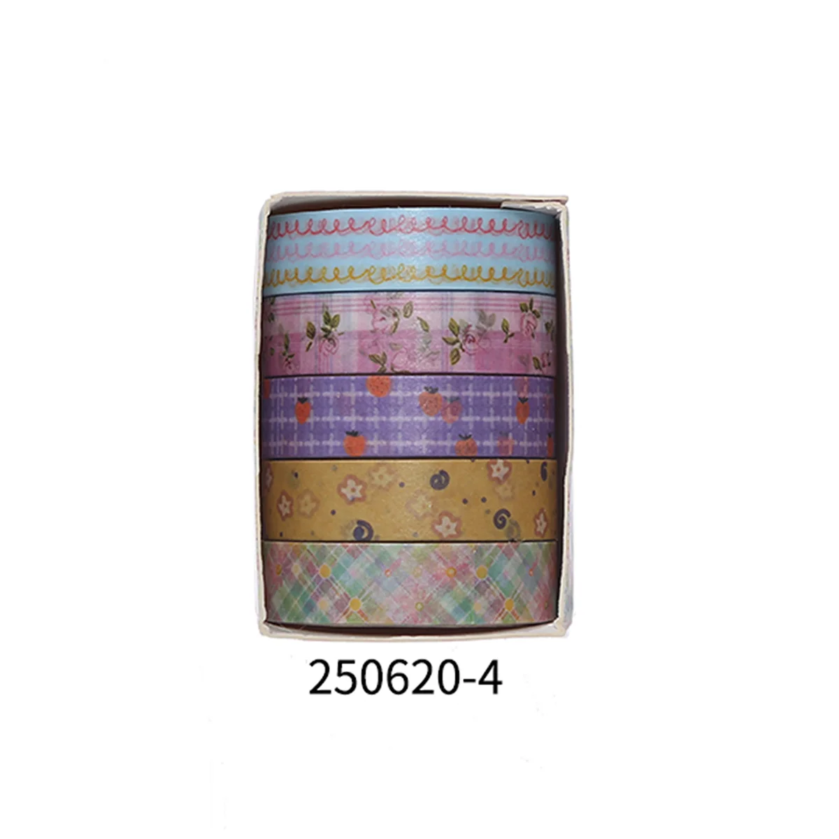 5 rollos de cinta manual de flores románticas en caja.