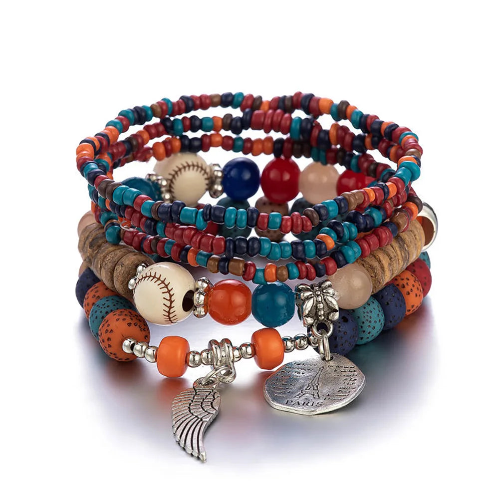 Conjunto de pulsera bohemia de árbol de la vida.