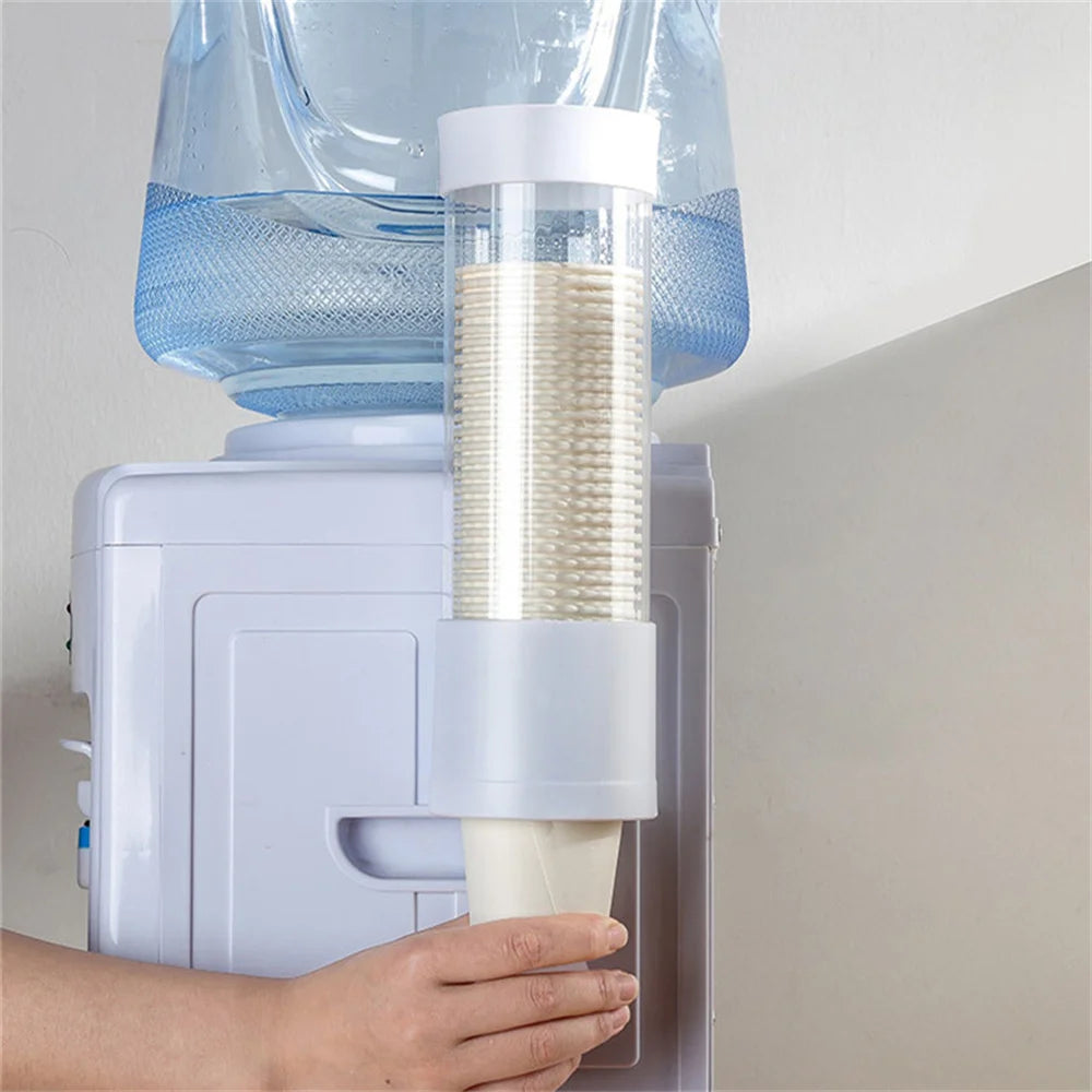 Dispensador de vasos de papel desechable.