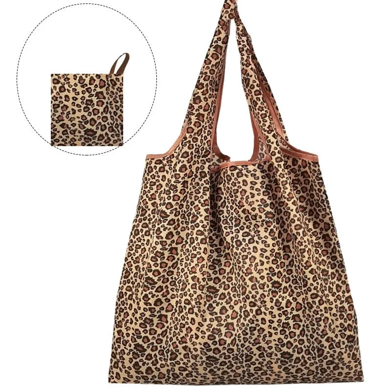 Bolso de compras de mano con estampado de leopardo