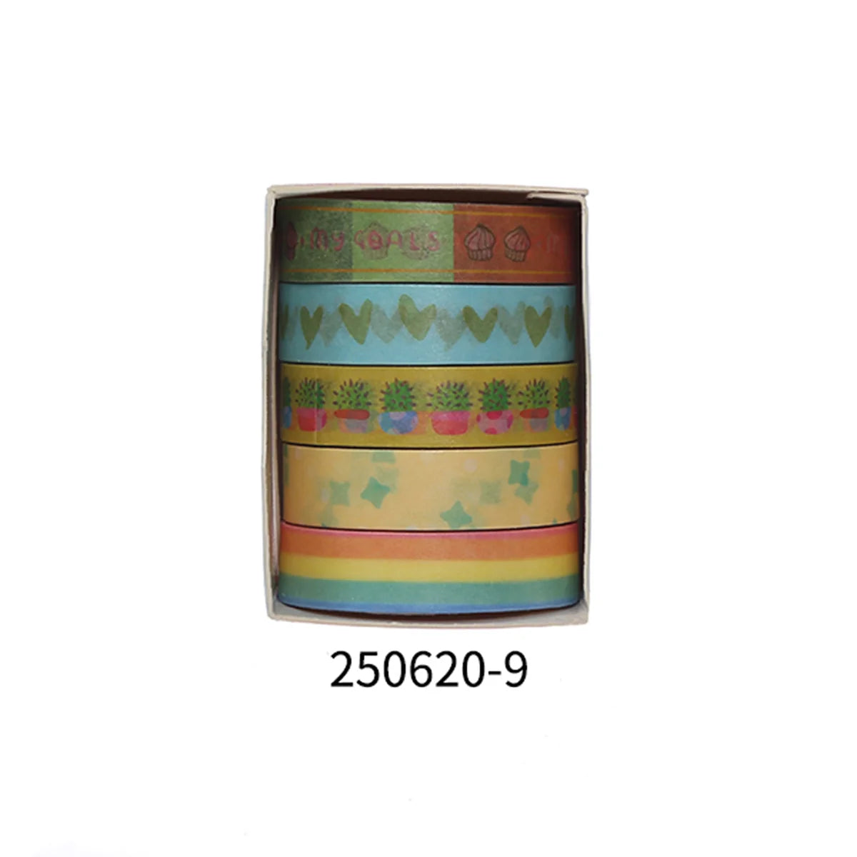 5 rollos de cinta manual de flores románticas en caja.