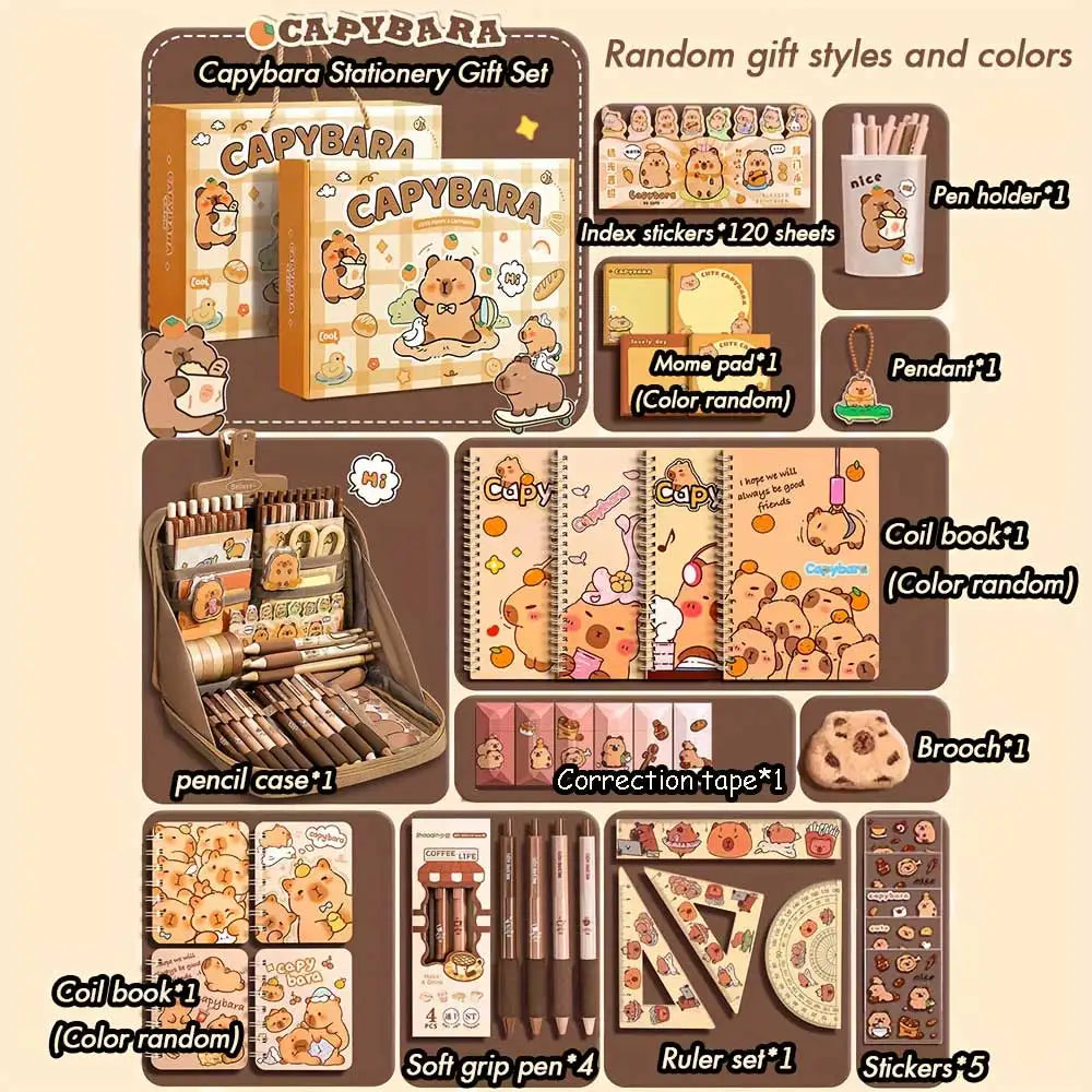 Set de regalo de papelería de capibara.