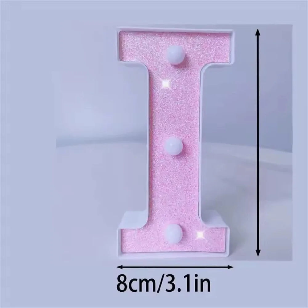 Luces LED con purpurina rosa para letras y números