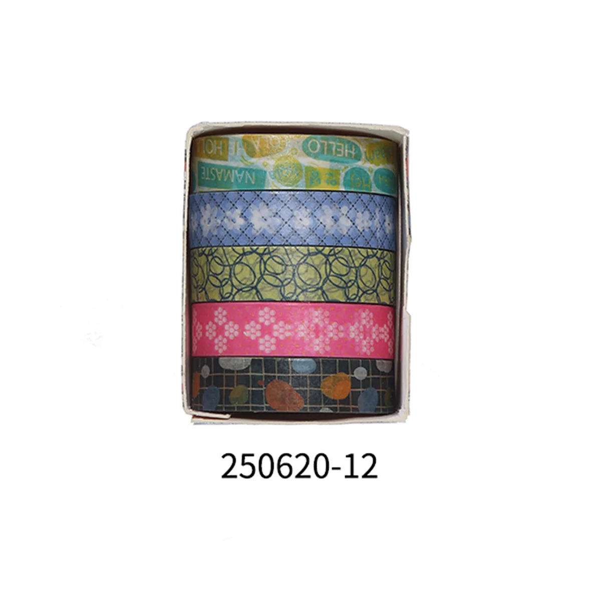 5 rollos de cinta manual de flores románticas en caja.