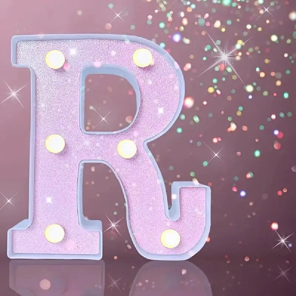 Luces LED con purpurina rosa para letras y números