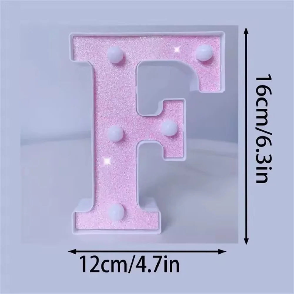 Luces LED con purpurina rosa para letras y números