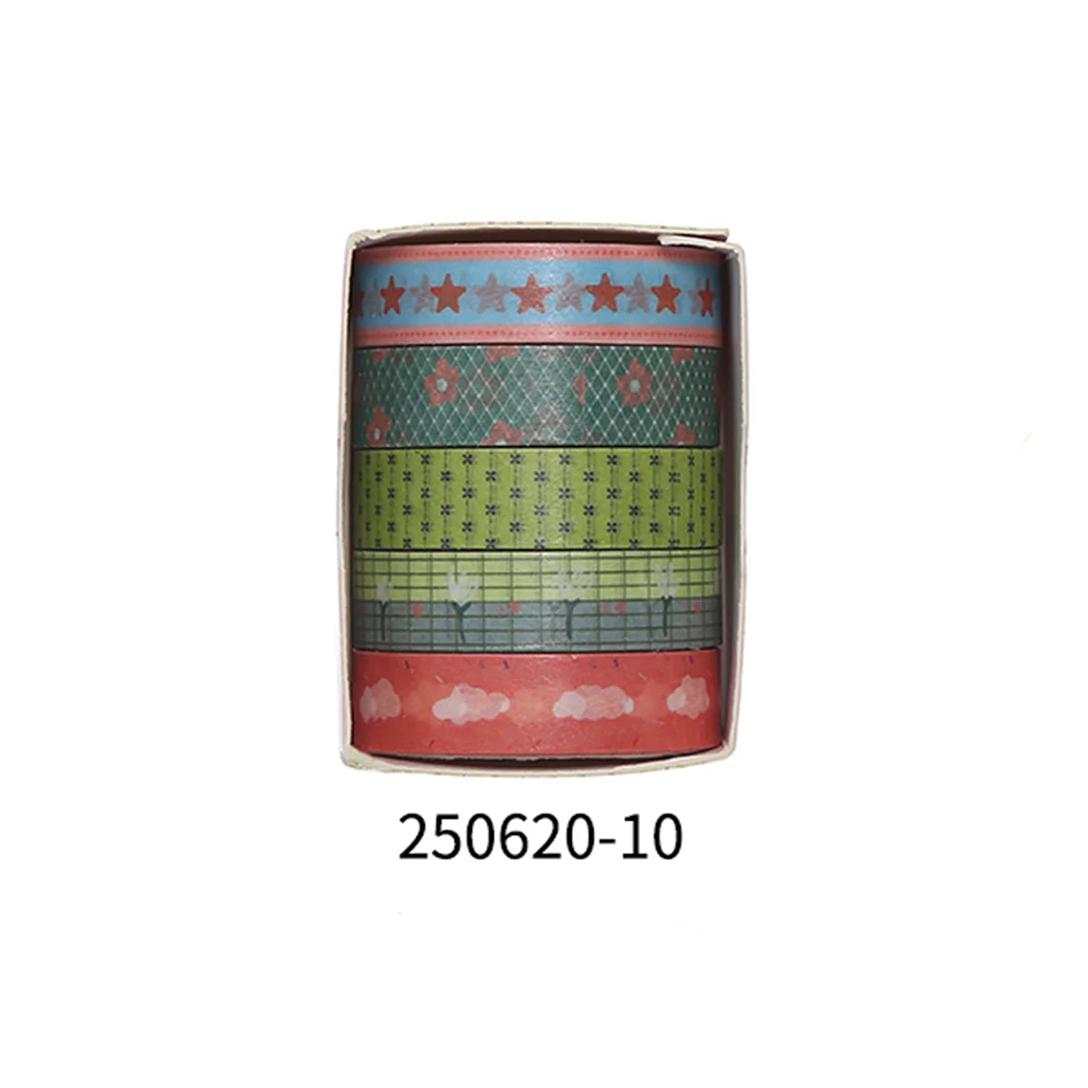 5 rollos de cinta manual de flores románticas en caja.