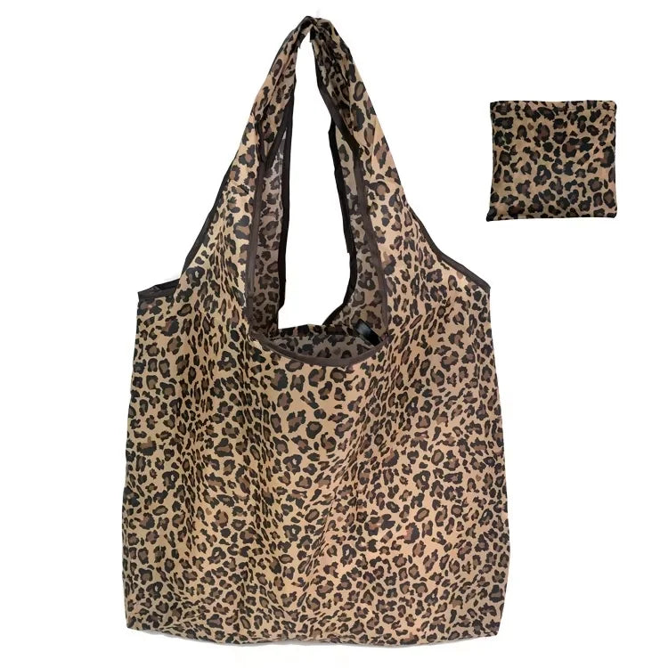 Bolso de compras de mano con estampado de leopardo