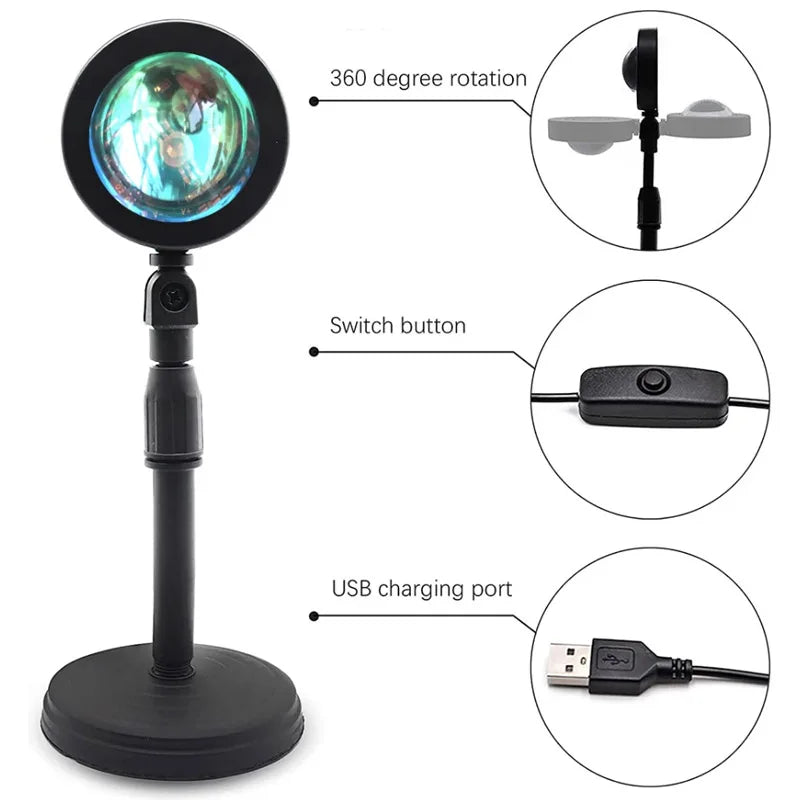 Lámpara LED de puesta de sol para fotografía RGB, 16 colores.